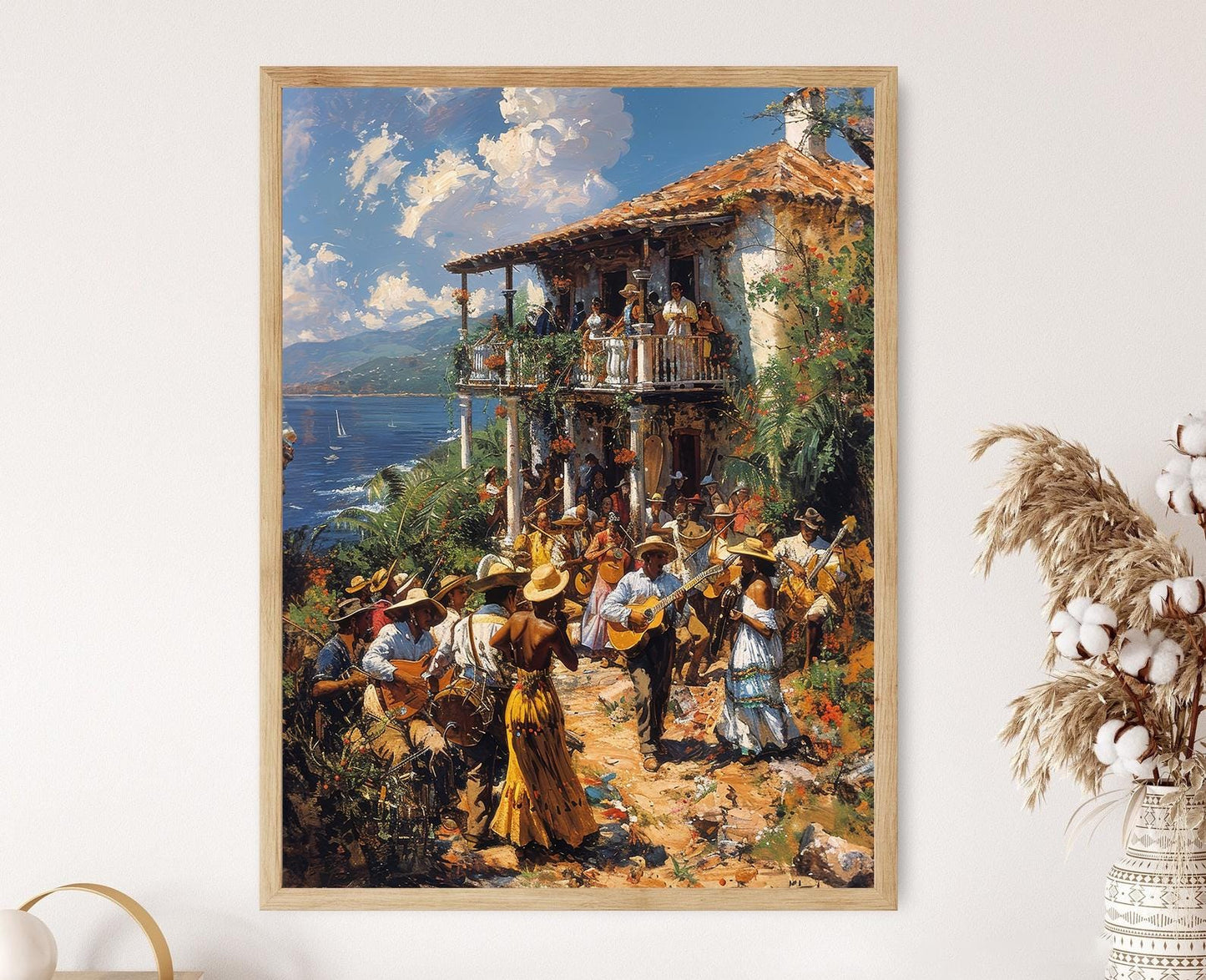 Affiche Parranda Porto-Ricaine – Impression artistique festive des Caraïbes