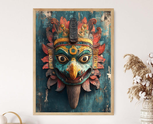 Affiche Masque en Bois Sri Lankais – Poster Art Culturel Vibrant