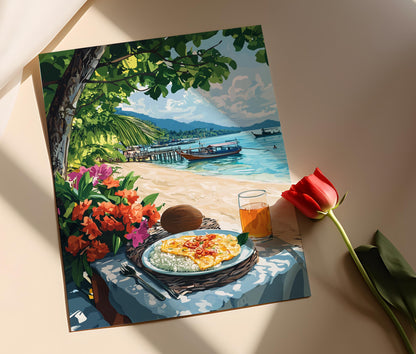 Affiche Petit-Déjeuner Thaï: Vue de Hua Hin, Décor Alimentaire Traditionnel