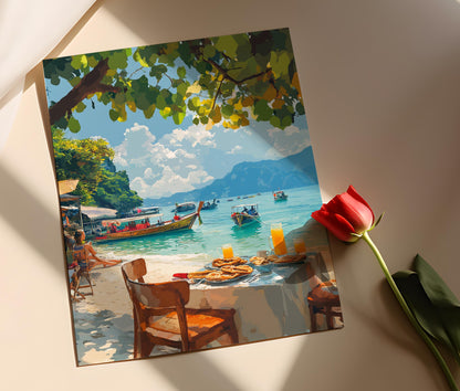 Affiche Petit-déjeuner Thaï : Vue de Phuket, Décor de Nourriture Tropicale