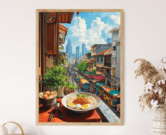 Affiche Marché de Rue Bangkok – Art sur la Cuisine Thaïlandaise