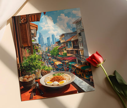 Affiche Marché de Rue Bangkok – Art sur la Cuisine Thaïlandaise