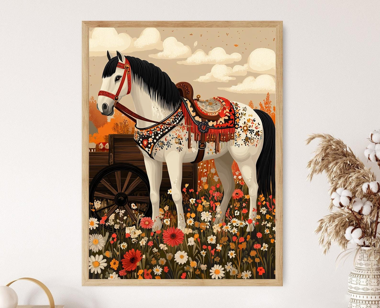 Affiche Cheval Gitan – Poster Art Boho Coloré pour Décor Mural