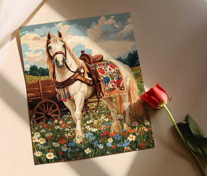 Affiche Cheval Gitan – Poster Décor Animal Bohème Coloré