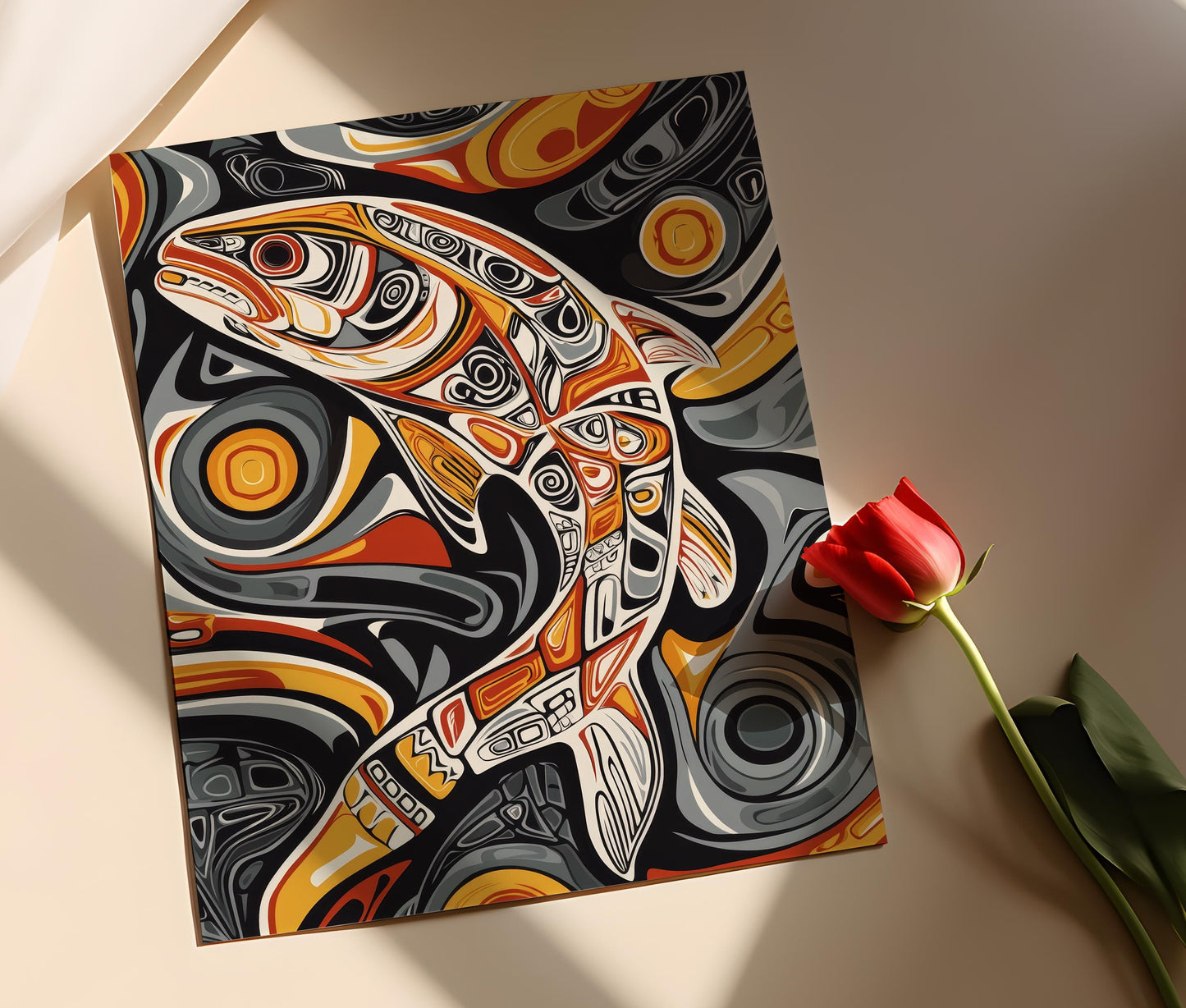 Affiche Saumon Haida – Impression Art Formline Autochtone Décor