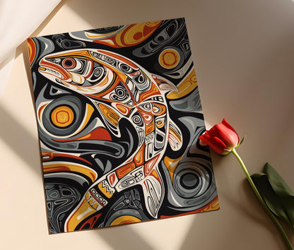Affiche Saumon Haida – Impression Art Formline Autochtone Décor