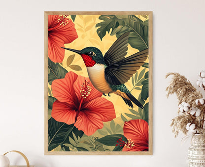 Affiche Colibri Cubain – Illustration Afro-Cubaine et Art Tropical