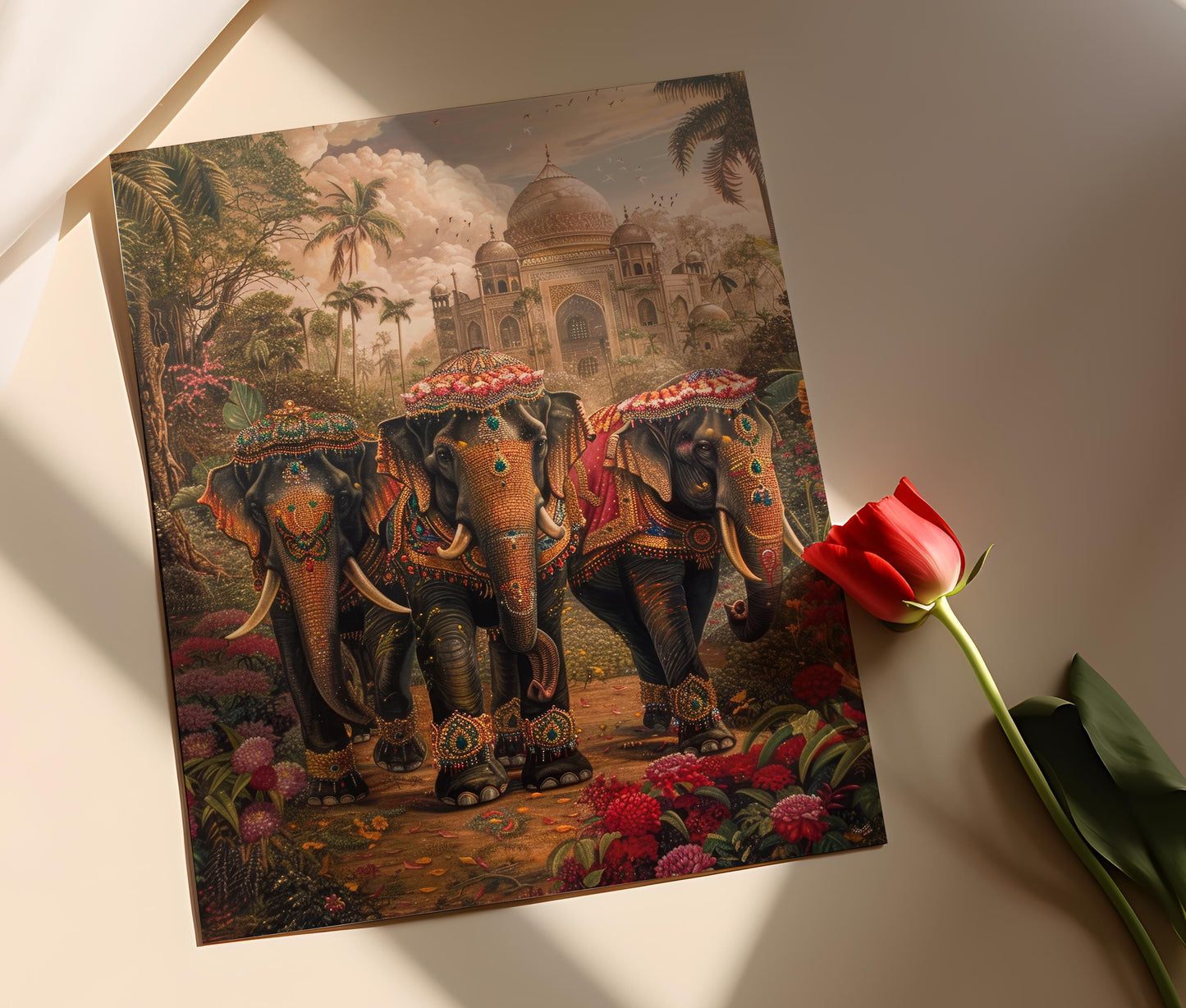 Affiche Éléphants Majestueux d'Inde – Poster Art Culturelle