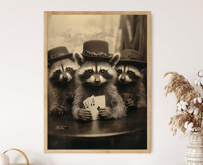 Affiche Rassurante - Poster Raton Laveur Joueur de Poker Vintage