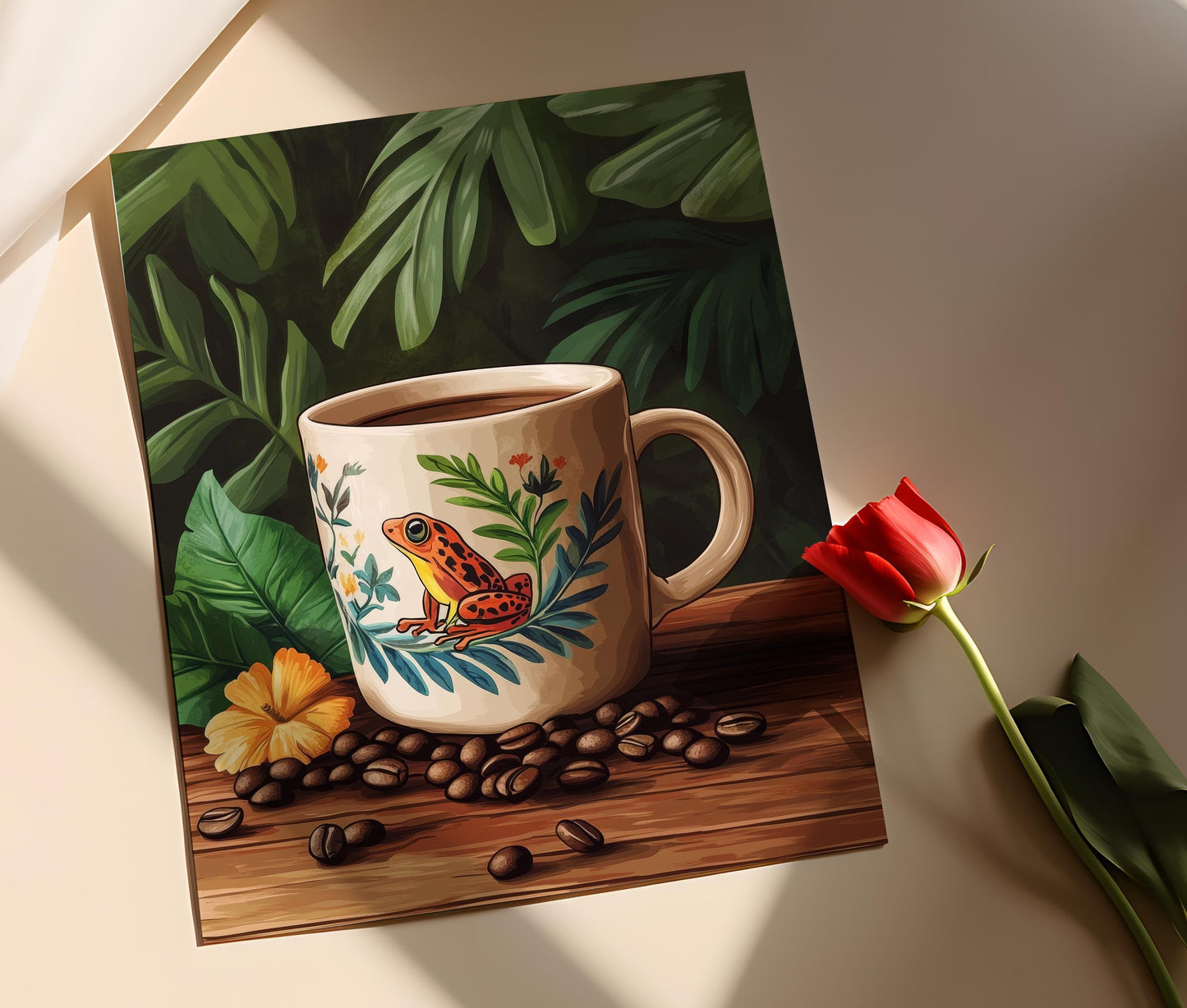 Affiche Tasse en Céramique Porto-Ricaine – Art Coquí Décor de Cuisine
