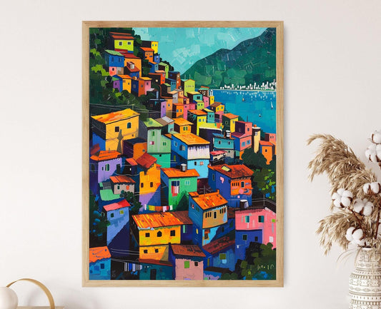 Affiche Favela à l'aube – Impression giclée Colorée de Décor Brésilien