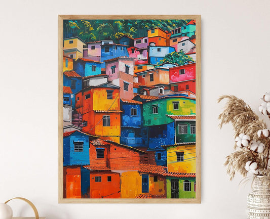 Affiche Art Favela : Scène de Rue Brésilienne, Décoration Colorée