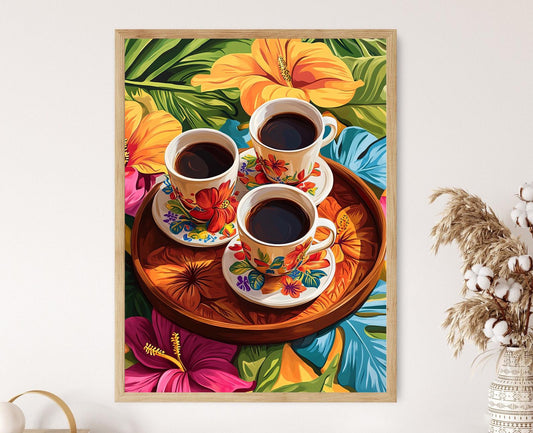 Affiche Café Portoricain – Poster Art Flor de Maga pour Cuisine Traditionnelle