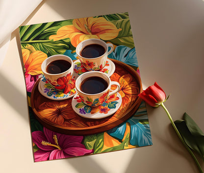 Affiche Café Portoricain – Poster Art Flor de Maga pour Cuisine Traditionnelle