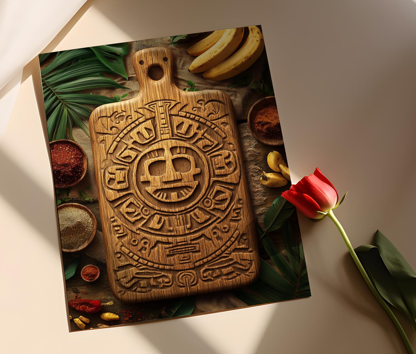 Affiche de Découpe en Bois Portoricain – Poster Art Taino pour Cuisine