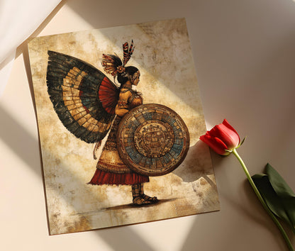 Affiche Itzpapalotl – Poster de la Déesse Guerrière Aztèque et Papillon Obsidien