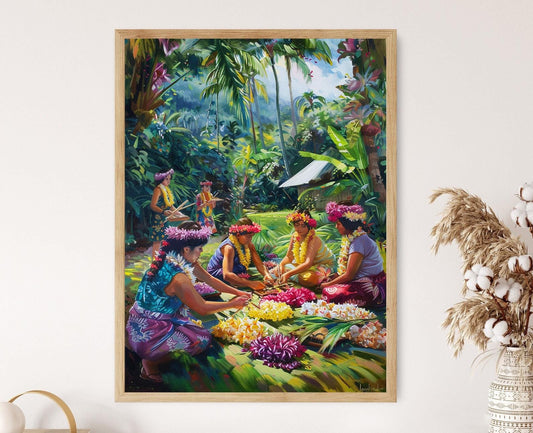Affiche Lei Traditionnel - Impression Arbre Tropical avec Fleurs