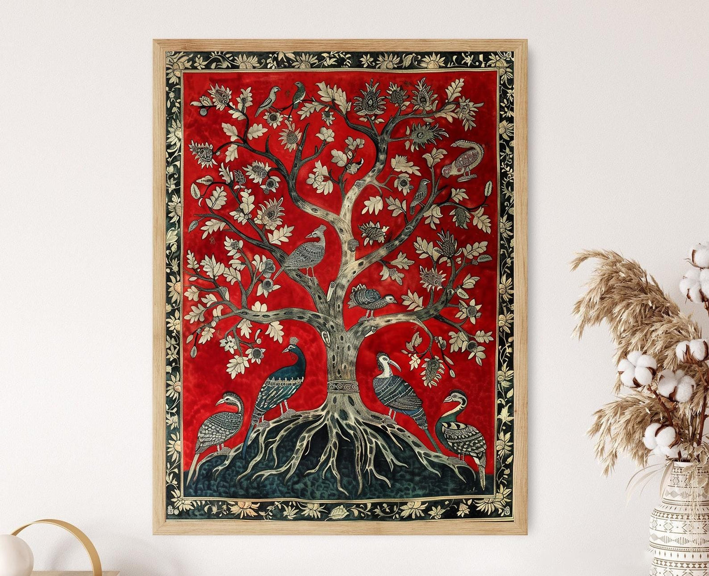 Affiche Kalamkari – Poster Vintage d'Art Indien en Tissu