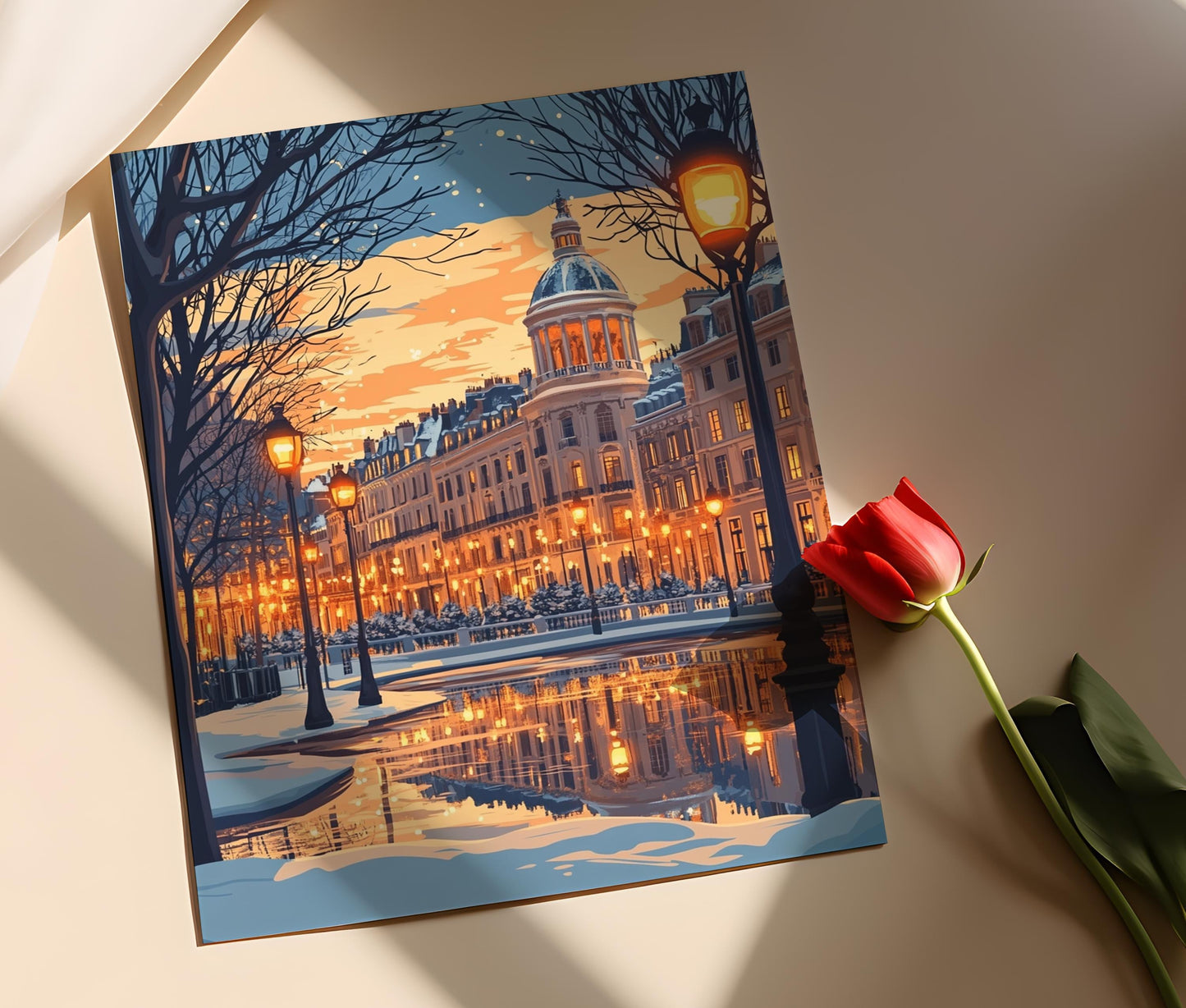 Affiche Bordeaux – Poster Scène d'Hiver Place de la Bourse