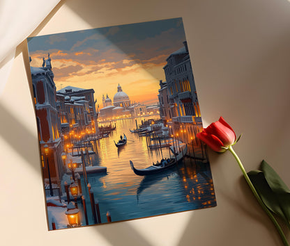 Affiche Venise Hivernale – Poster de la Ville des Gondoles enneigée