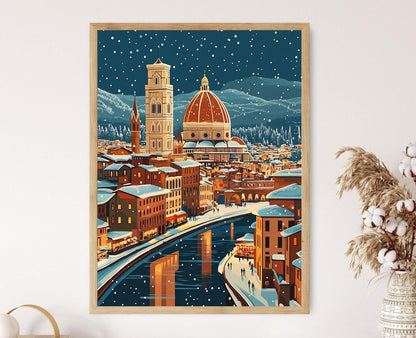 Affiche Florence Hivernale – Poster Art Duomo et Rivière Arno