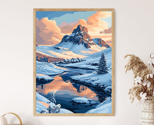 Affiche Isle of Skye – Poster Art d'Hiver en Écosse, Décor Montagneux