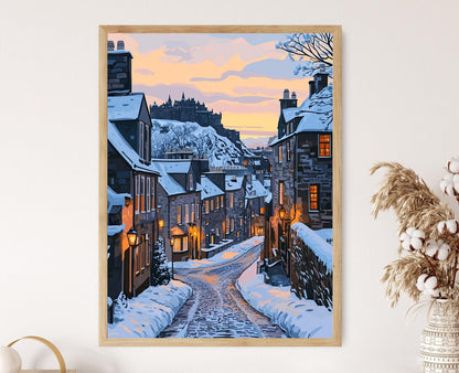 Affiche Édimbourg Hiver – Poster Ville Historique Écossaise enneigée