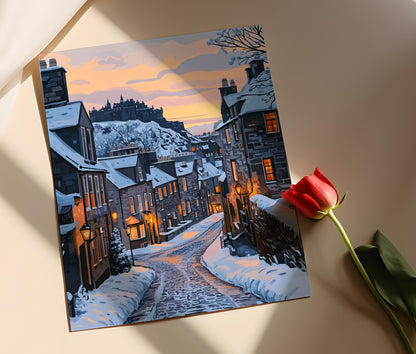 Affiche Édimbourg Hiver – Poster Ville Historique Écossaise enneigée