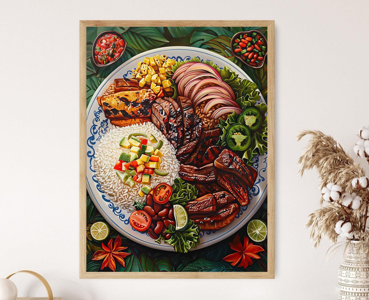 Affiche Cuisine Costa Ricaine – Peinture Détail du Plat Casado