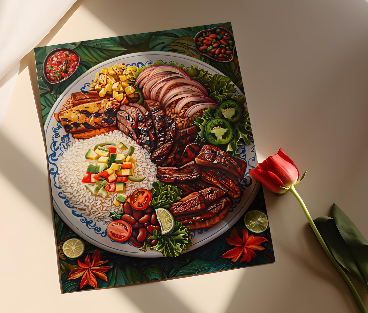 Affiche Cuisine Costa Ricaine – Peinture Détail du Plat Casado