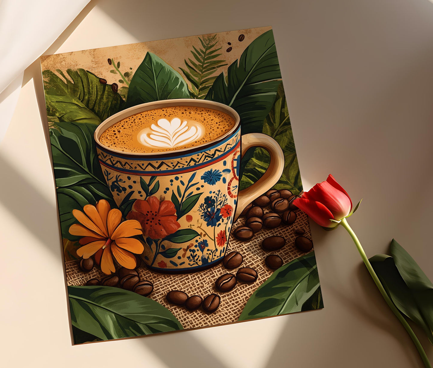 Affiche Café Brésilien – Imprimé Art Amazonien, Décor Rustique Chaleureux