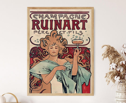 Affiche Champagne Ruinart 1896 – Poster Alphonse Mucha Édition Élégante