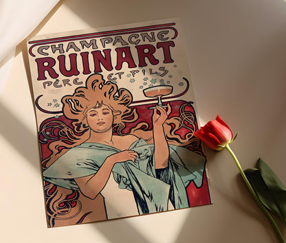 Affiche Champagne Ruinart 1896 – Poster Alphonse Mucha Édition Élégante