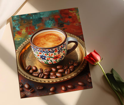 Affiche Café Indien – Illustration Tasse en Céramique & Boisson Épicée