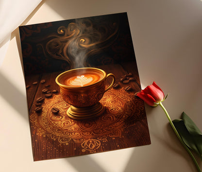 Affiche Café indien – Illustration de tumbler en laiton, déco sud-indienne