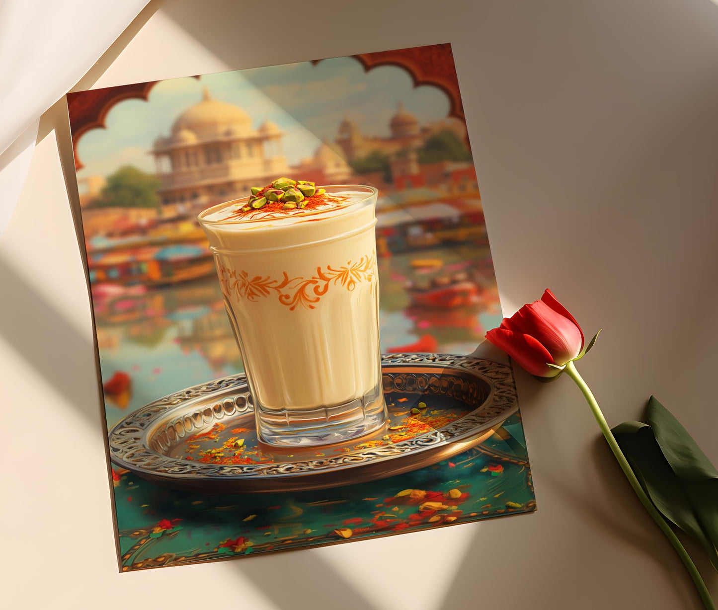 Affiche Milkshake Kesar Pista – Illustration Saffron et Pistache