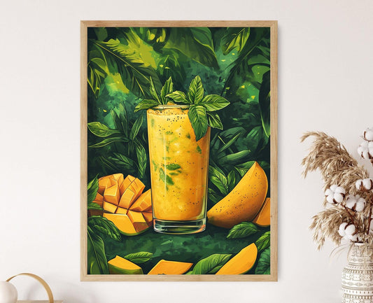 Affiche Aam Panna – Illustration de mangue verte, déco estivale indienne