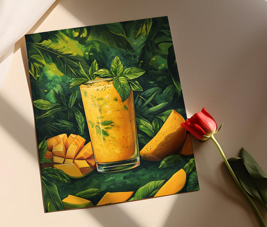 Affiche Aam Panna – Illustration de mangue verte, déco estivale indienne