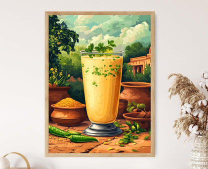 Affiche Chaas – Impression Buttermilk, Décor Boisson Indienne Rurale