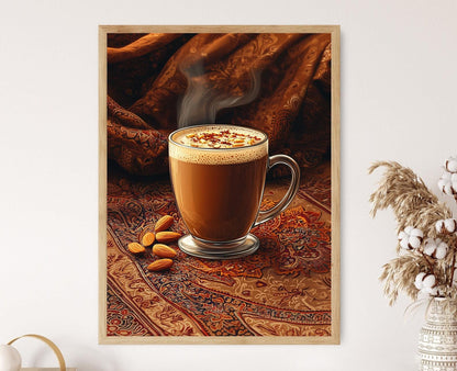 Affiche Café Kashmiri – Illustration Saffran Amande pour Décor