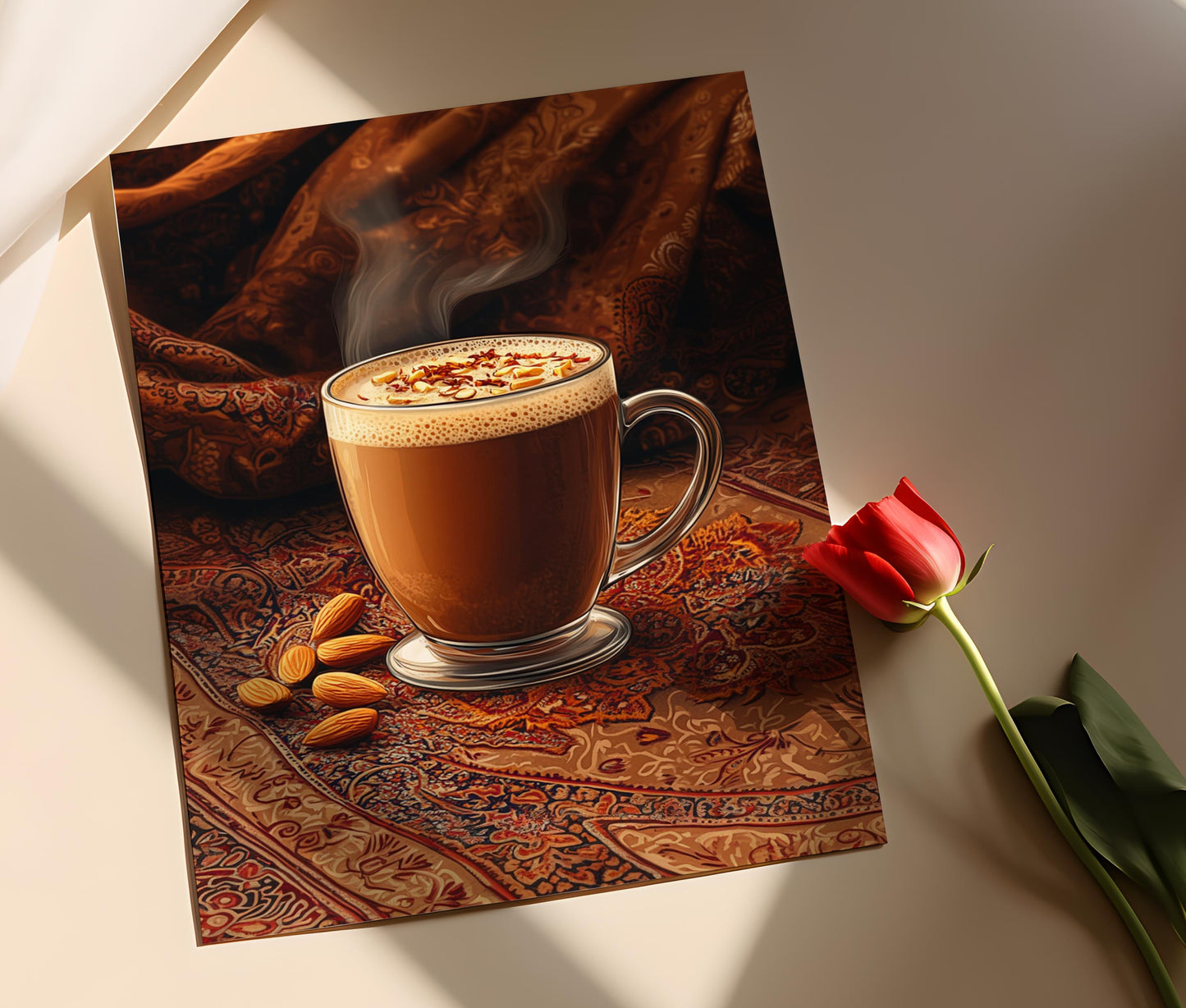 Affiche Café Kashmiri – Illustration Saffran Amande pour Décor