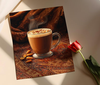 Affiche Café Kashmiri – Illustration Saffran Amande pour Décor