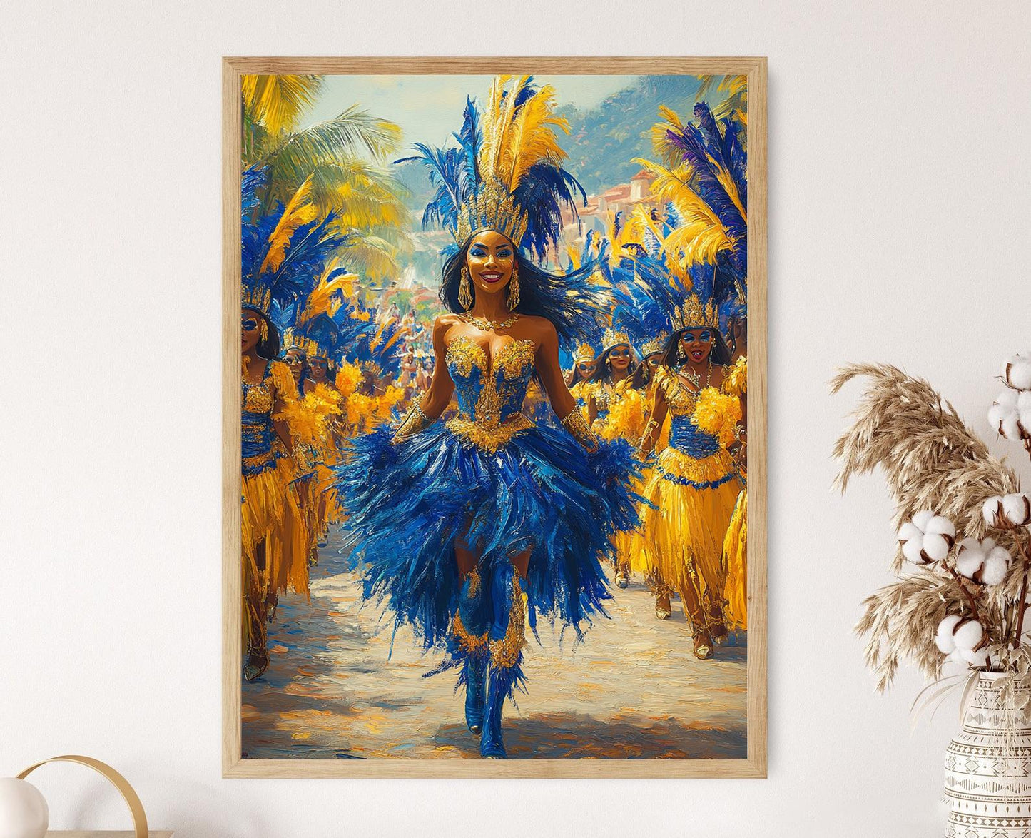 Affiche Carnaval de Trinidad – Impression artistique de danseurs colorés