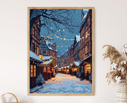 Affiche Marché d'Hiver à Strasbourg – Poster Décor Festif de Noël