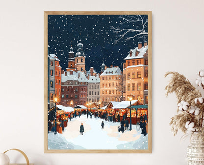 Affiche Hiver à Lviv – Poster Art Baroque de la Vieille Ville enneigée