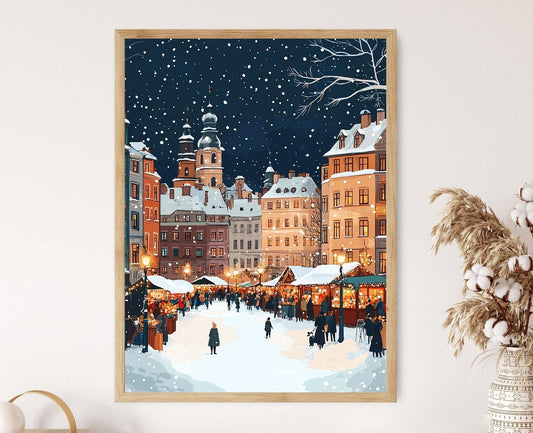 Affiche Hiver à Lviv – Poster Art Baroque de la Vieille Ville enneigée