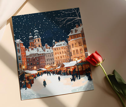 Affiche Hiver à Lviv – Poster Art Baroque de la Vieille Ville enneigée