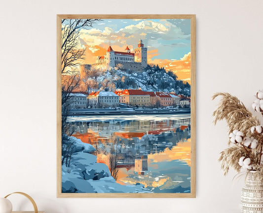 Affiche Château de Bratislava – Poster Art hivernal et décoratif de Slovaquie