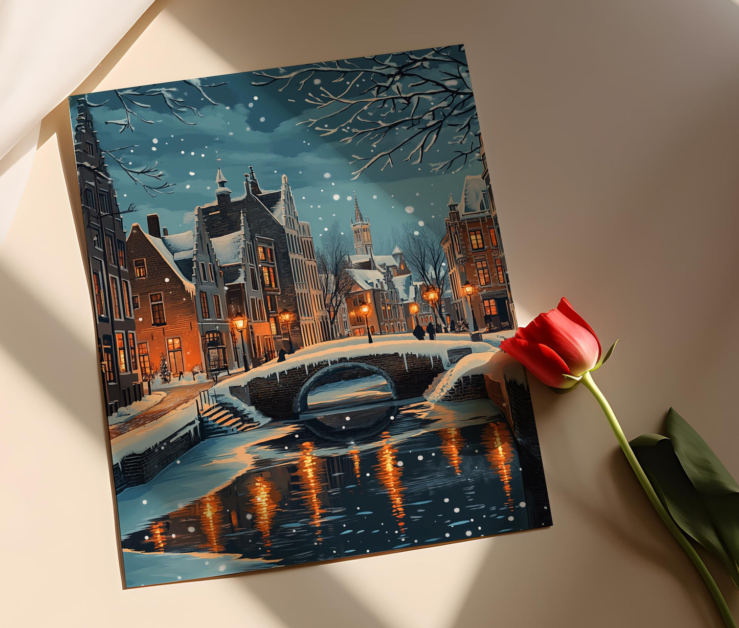 Affiche Bruges en Hiver – Poster Décoratif de la Venise du Nord