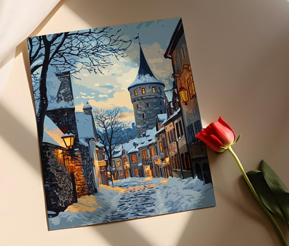 Affiche Tallinn Hivernale – Poster Décor d'Estonie et Patrimoine Baltique